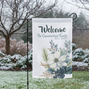 Winter Floral New Home – Elegant Housewarming Gift Garden Flag
