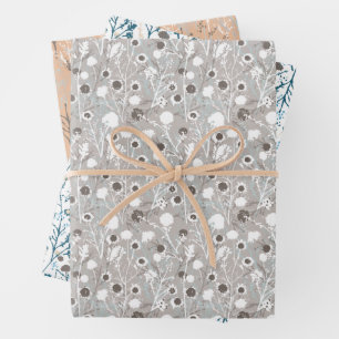 Winter Floral Pattern Wrapping Paper Sheets
