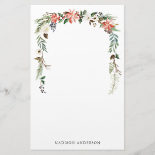 Winter Floral Personalized Holiday Stationery