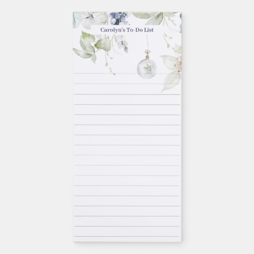 Winter Floral Personalized Magnetic Notepad