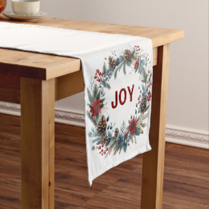 Winter Floral Pine Cones Wreath Medium Table Runner
