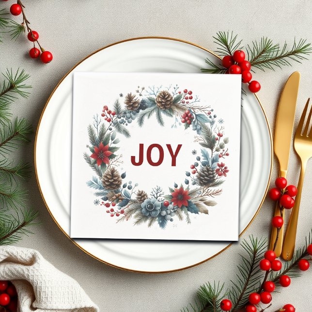 Winter Floral Pine Cones Wreath Napkins (Creator Uploaded)