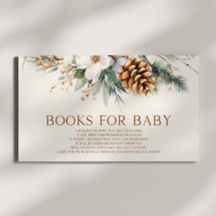 Winter Floral Pine Tree Baby Shower Books For Baby Enclosure Card