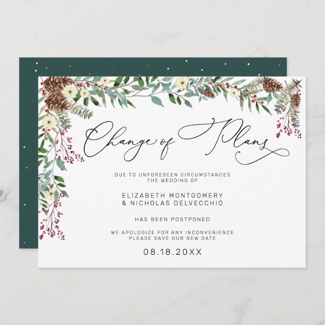 Winter Floral | Postponed Wedding Announcement (Front/Back)