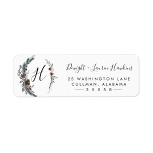 Winter Floral   Return Address Label