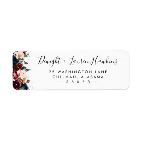 Winter Floral  Return Address Label