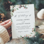 Winter Floral Rustic Charm Wonderland Wedding Invitation<br><div class="desc">This rustic winter floral berries pinecone wedding invitation is the perfect way to invite your guests to your wedding. The design features winter flowers, pinecones, and a winter wonderland scene, all in a rustic chic style. Plus, with the option of digital download, sharing your love story with friends and family...</div>