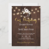 Winter Floral Rustic Wedding | Brown White Gold Invitation (Front)