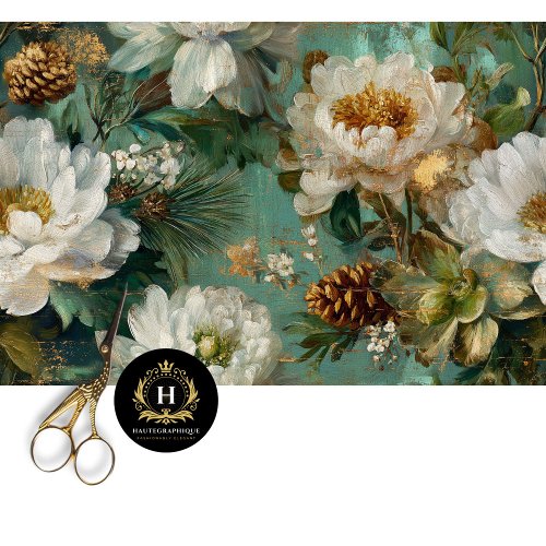 Winter Floral Seamless Decoupage Tissue Paper
