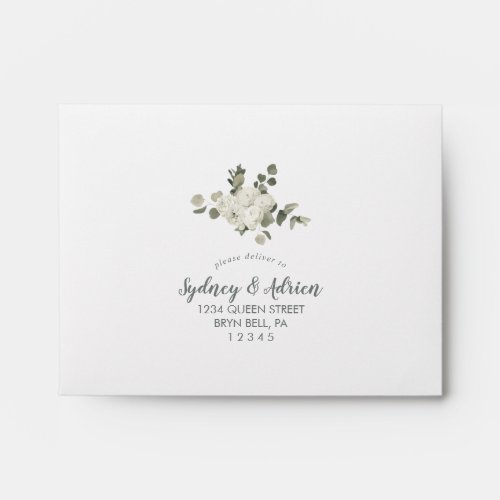 Winter Floral Self_Addressed Wedding RSVP Envelope