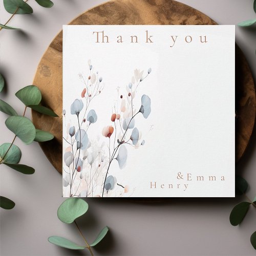  Winter floral  Thank You Card