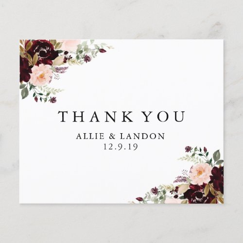 Winter Floral Thank You Card  Budget Flyer