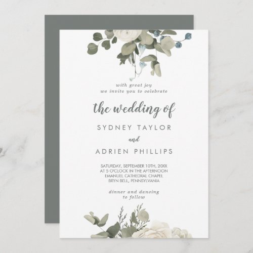 Winter Floral The Wedding Of Invitation