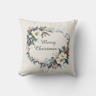 Winter Floral Throw Pillow