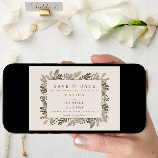 Winter Floral Vow Renewal Photo Save the Date (Front Digital)