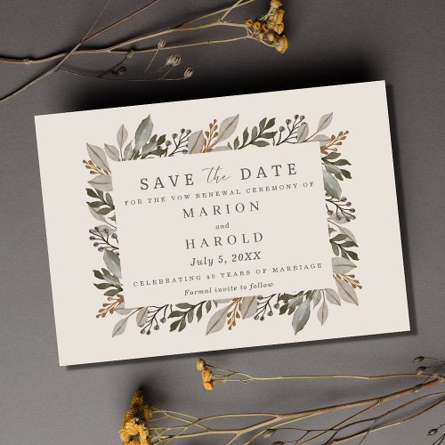 Winter Floral Vow Renewal Photo Save the Date