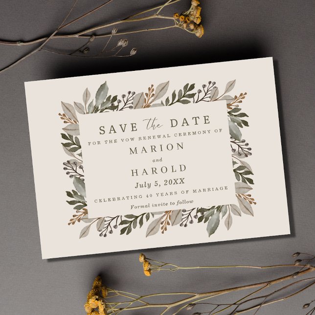 Winter Floral Vow Renewal Photo Save the Date (Winter Floral Vow Renewal Photo Save the Date)
