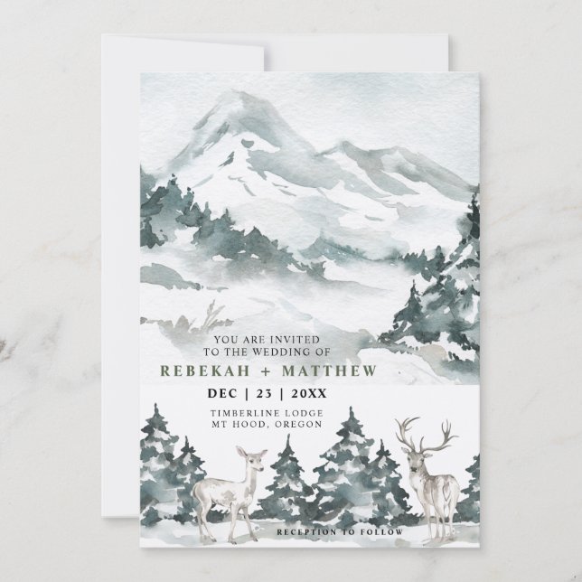 Winter Floral Watercolor | Photo Save The Date (Front)