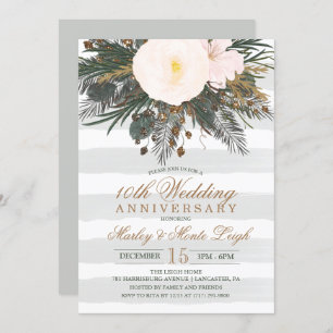 Winter Floral Wedding Anniversary Invitation