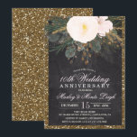 Winter Floral Wedding Anniversary Invitation<br><div class="desc">Winter Floral Glitter Chalk Chalkboard Wedding Anniversary Invitation

Floral artwork by: www.createthecut.com</div>