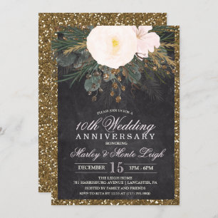 Winter Floral Wedding Anniversary Invitation