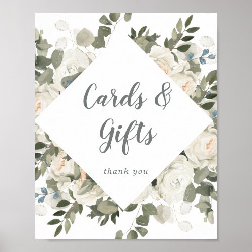 Winter Floral Wedding Cards and Gifts Sign