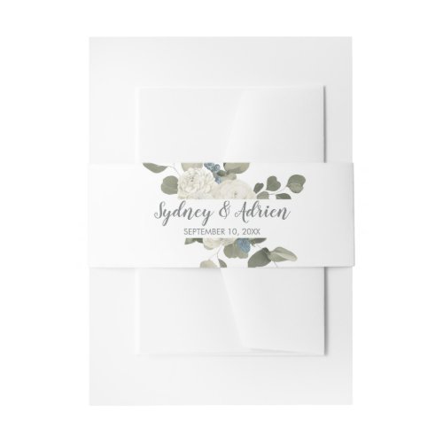 Winter Floral Wedding Invitation Belly Band