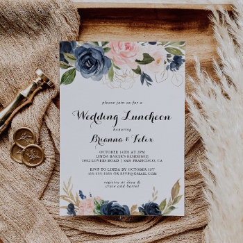 Winter Floral Wedding Luncheon Bridal Shower Invitation by TwoSonsPaperCo at Zazzle