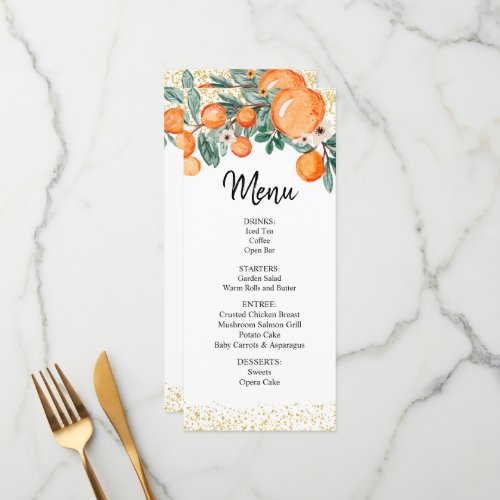 Winter Floral Wedding Menu Card