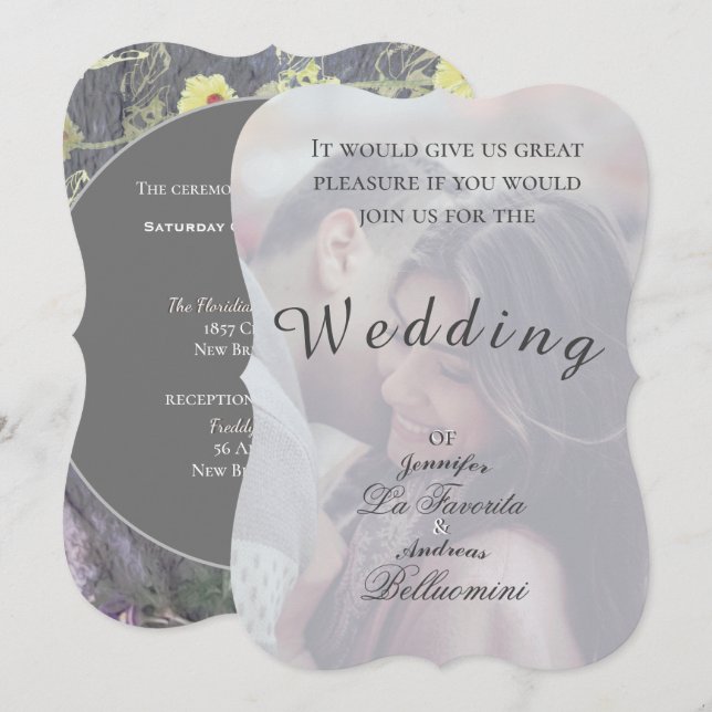 Winter Floral Wedding & Photo Invite (Front/Back)