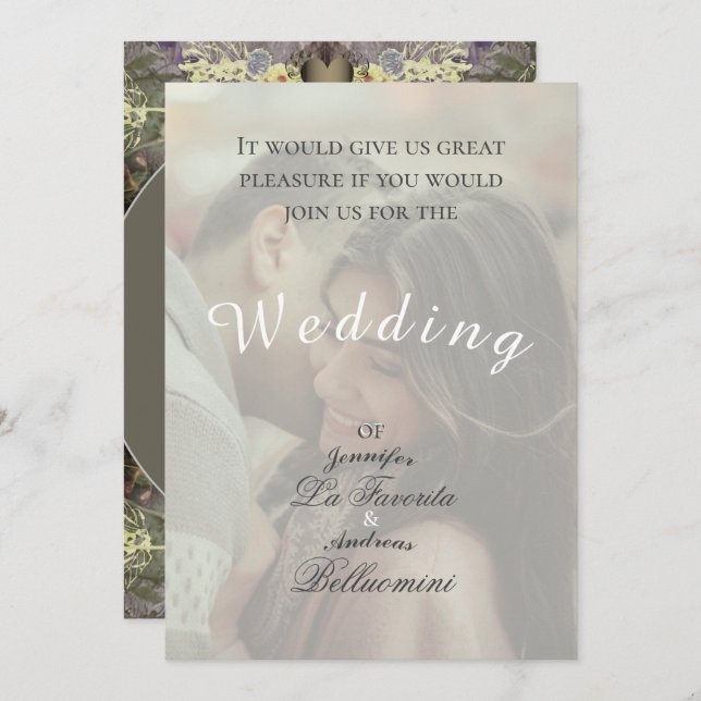Winter Floral Wedding & Photo Invite (Front/Back)