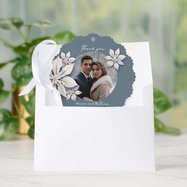 Winter floral wedding photo thank you ornament card (Envelope)