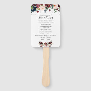 Winter Floral Wedding Program Fan