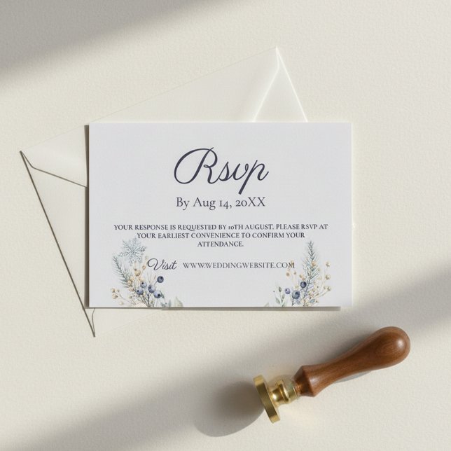 Winter Floral Wedding RSVP Card (Creator Uploaded)