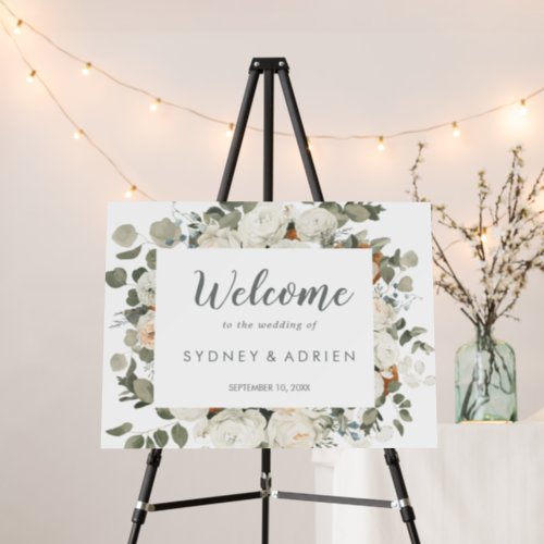 Winter Floral Wedding Welcome Foam Board