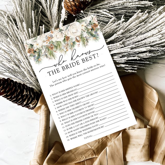 Winter Floral Who Knows Bride the Best Shower Game (Creator Uploaded)