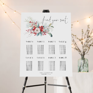 Winter Florals 8 Table Wedding Seating Chart Foam Board