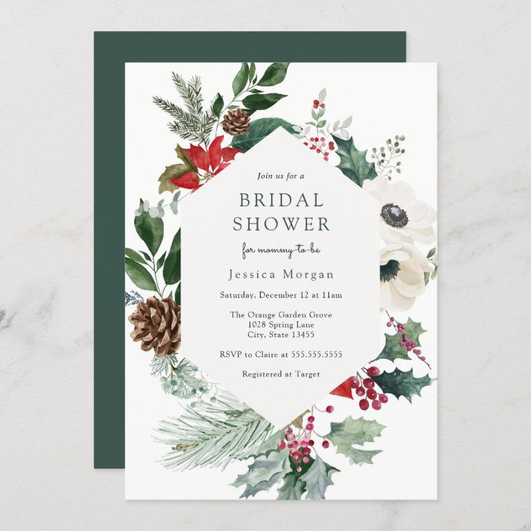 Winter Florals and Greenery Bridal Shower Invitation