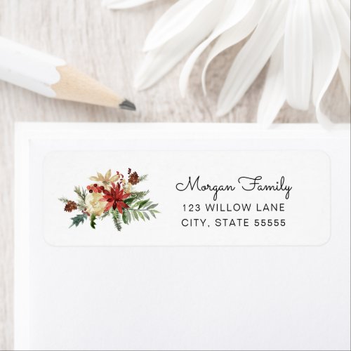 Winter Florals and Greenery Return Address Label