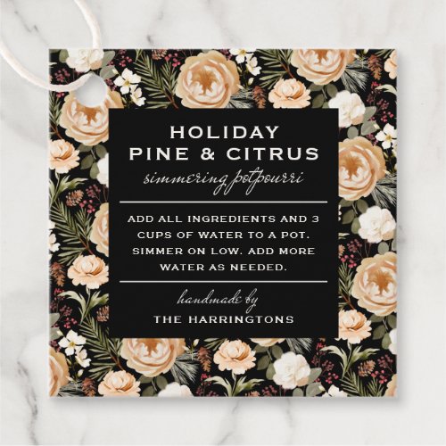 Winter Florals Holiday Simmer Potpourri Kit Favor Tags