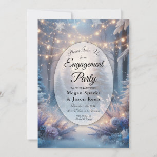 Winter Florals in Frosted Pines Engagement Party Invitation