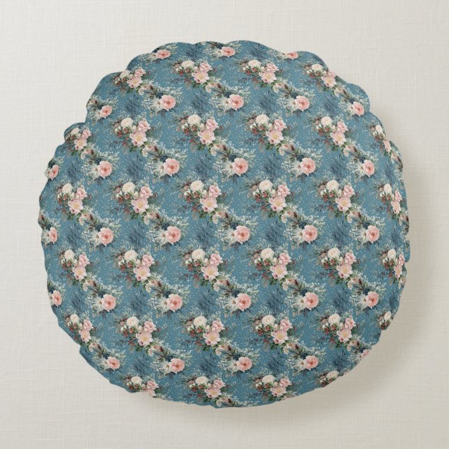 Winter Florals Round Pillow (Front)