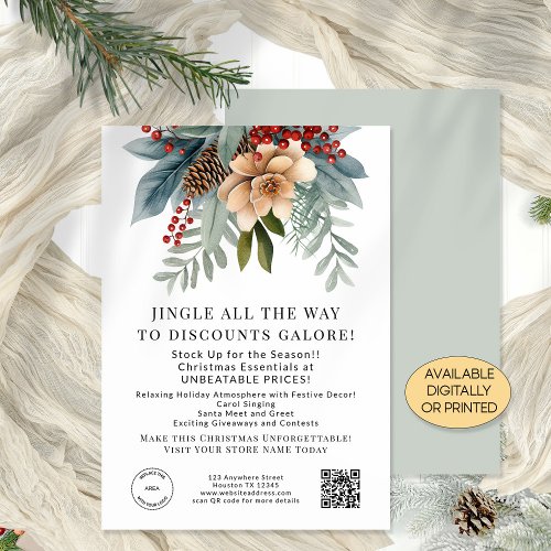Winter Florals Store Christmas Offers QR Code Card