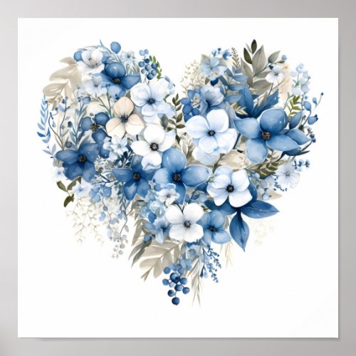 Winter flower heart arrangement Poster
