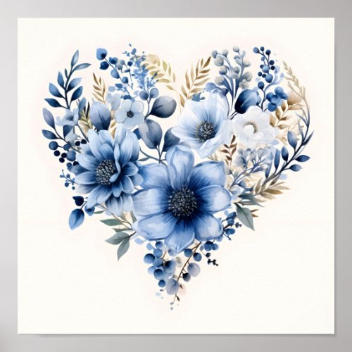 Winter flower heart arrangement Poster