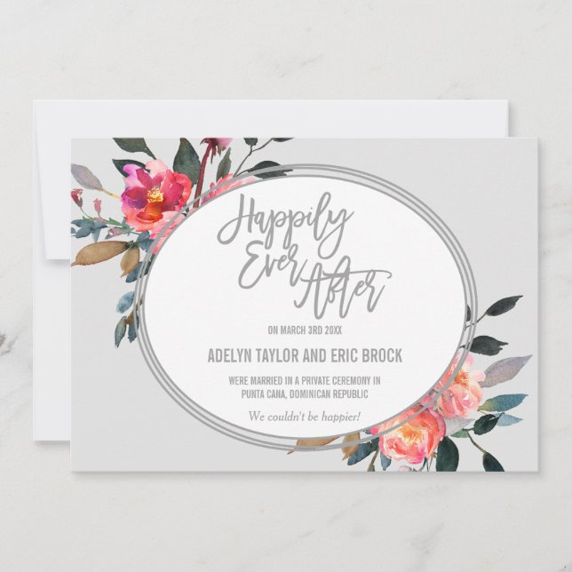 Winter Flower Wreath Elopement Announcement (Front)