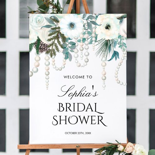 Winter Flowers Bridal Shower Welcome Sign
