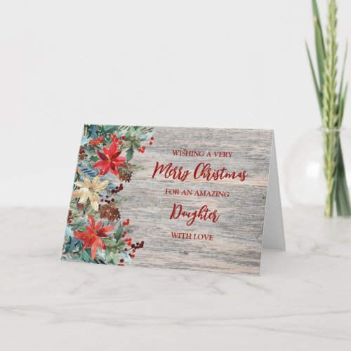 Winter Flowers Daughter Merry Christmas Card