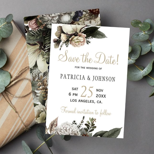 Winter flowers elegant save the date wedding (Creator Uploaded)