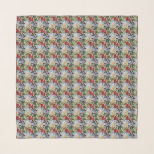 Winter Flowers & Holly Chiffon Scarf
